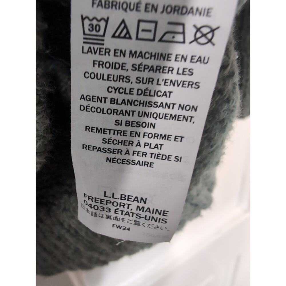 LL Bean Sweater Green Chunky Fisherman Knit Rolled Turtleneck Women's M (1165) - Picture 4 of 5